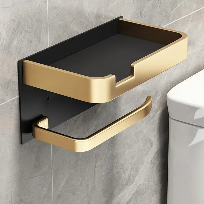 WC-Rollenhalter – Schwarz Gold – Wandmontage