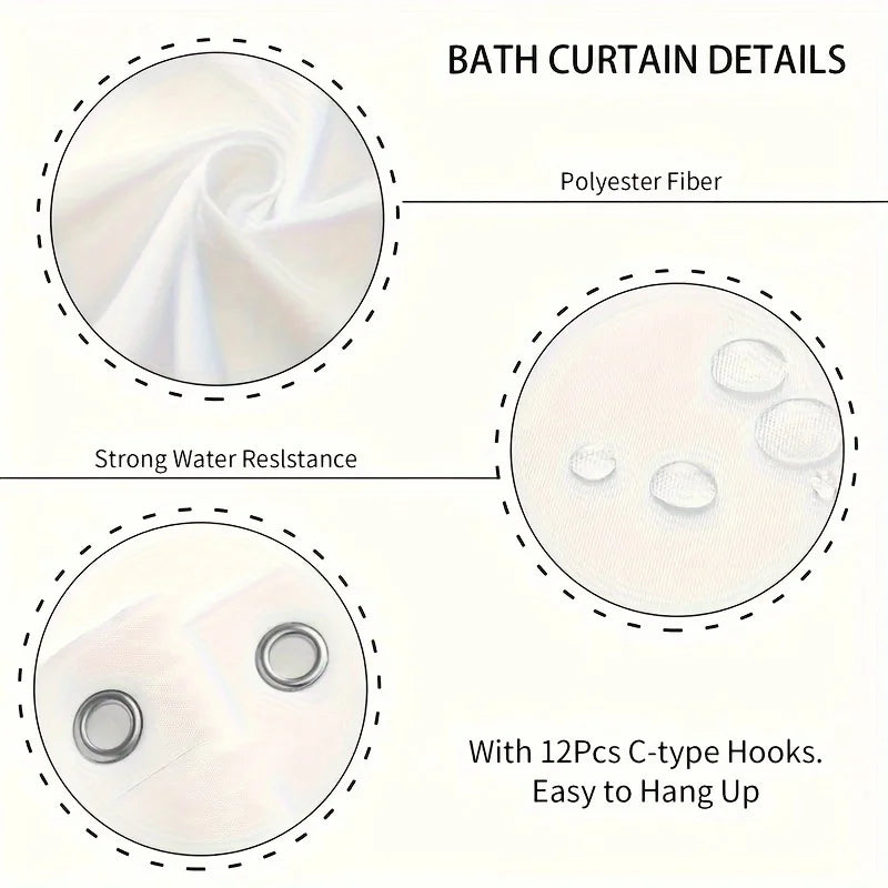 Mehrfarbiger, wasserabweisender Duschvorhang aus Polyester mit Waldmuster, Grösse 180x200 cm