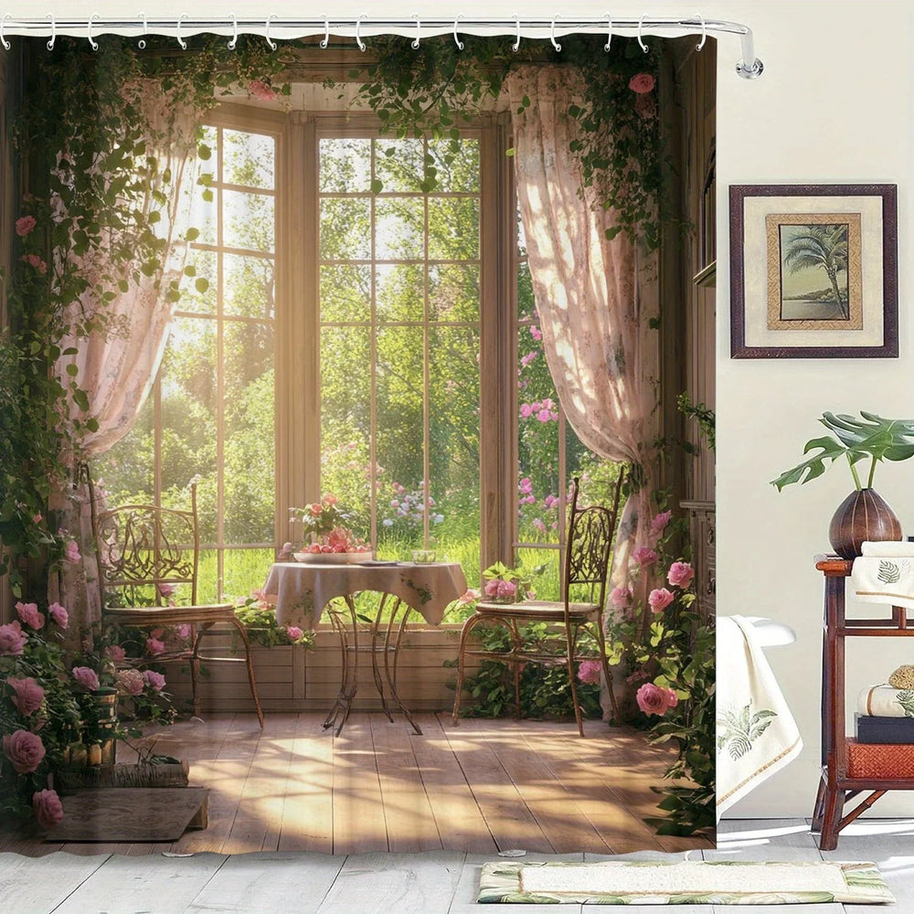 wasserabweisender wald duschvorhang aus polyester mit grafischen mustern, mehrfarbig, verschiedene grössen