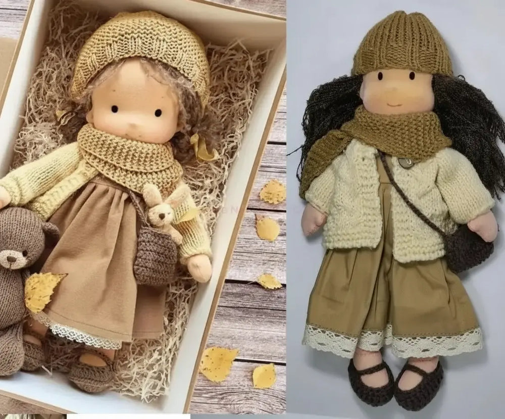 Waldorf Plüschpuppe aus Baumwolle – Fantasie Design mit Box