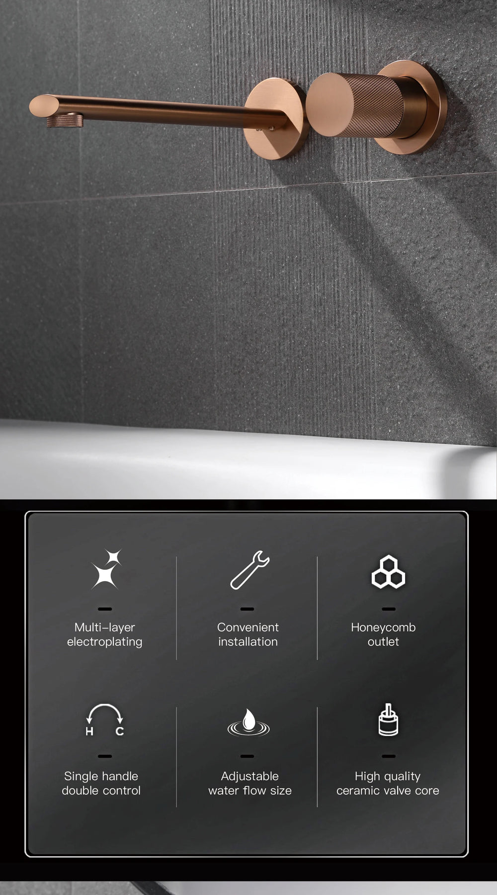 Wandarmatur – Messing Schwarz – Zeitgenössisch