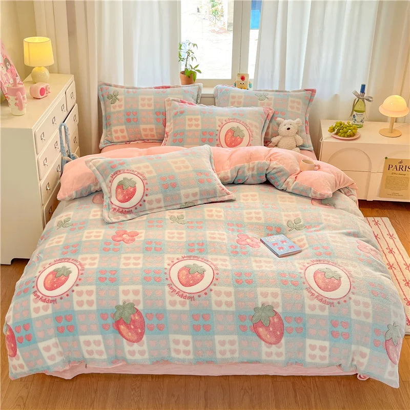 Bettbezug aus 100% Polyester in mehrfarbiger Cartoon-Optik, Grösse König 200x230cm