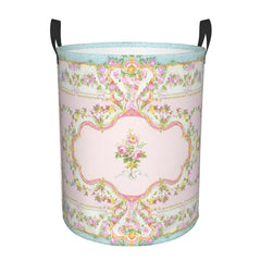 Wäschekorb mit Blumenakzent – Oxford Gewebe, 42x34 cm