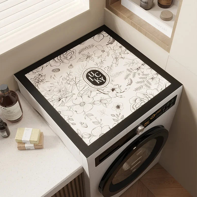 Silikon Waschmaschinenabdeckung aus Diatomenschlamm im Blumenstil, Farbe: Monet-Garten, Grösse: 50x60 cm