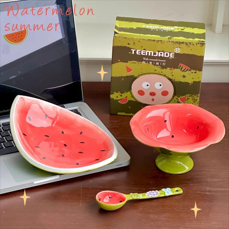 Wassermelonen-Geschirr – Keramikunterglasur-Set