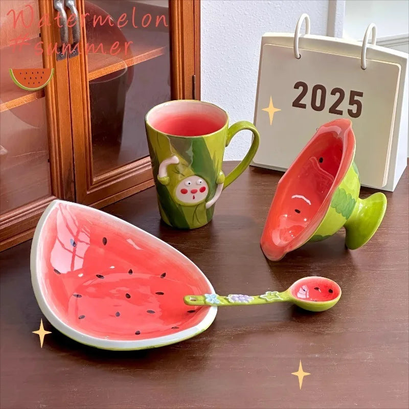 Wassermelonen-Geschirr – Keramikunterglasur-Set
