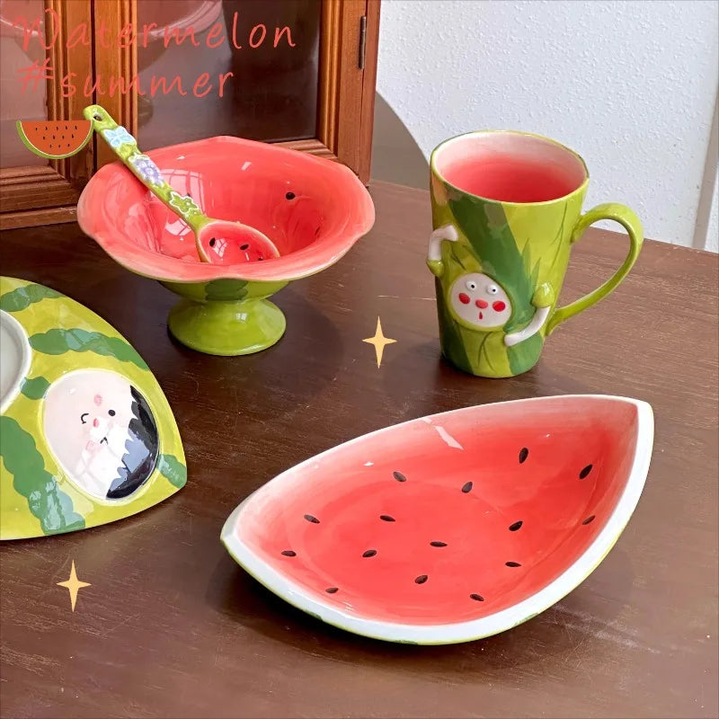 Wassermelonen-Geschirr – Keramikunterglasur-Set
