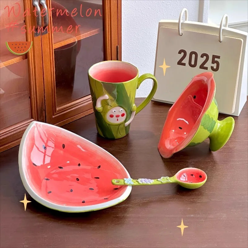 Wassermelonen-Geschirr – Keramikunterglasur-Set