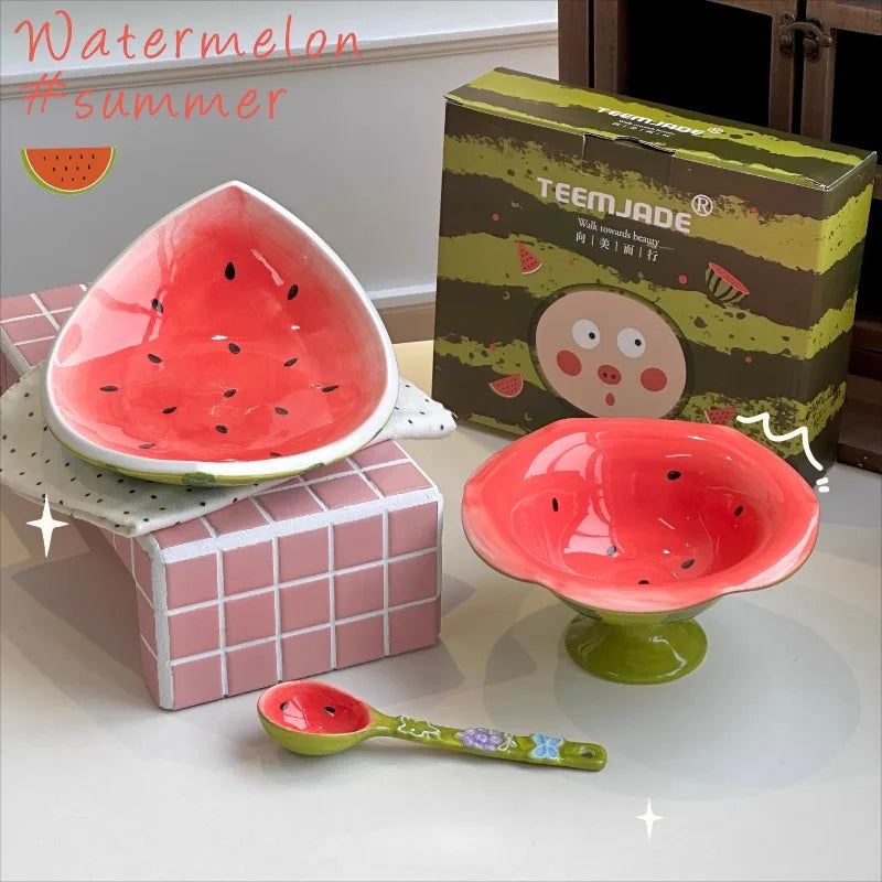 Wassermelonen-Geschirr – Keramikunterglasur-Set