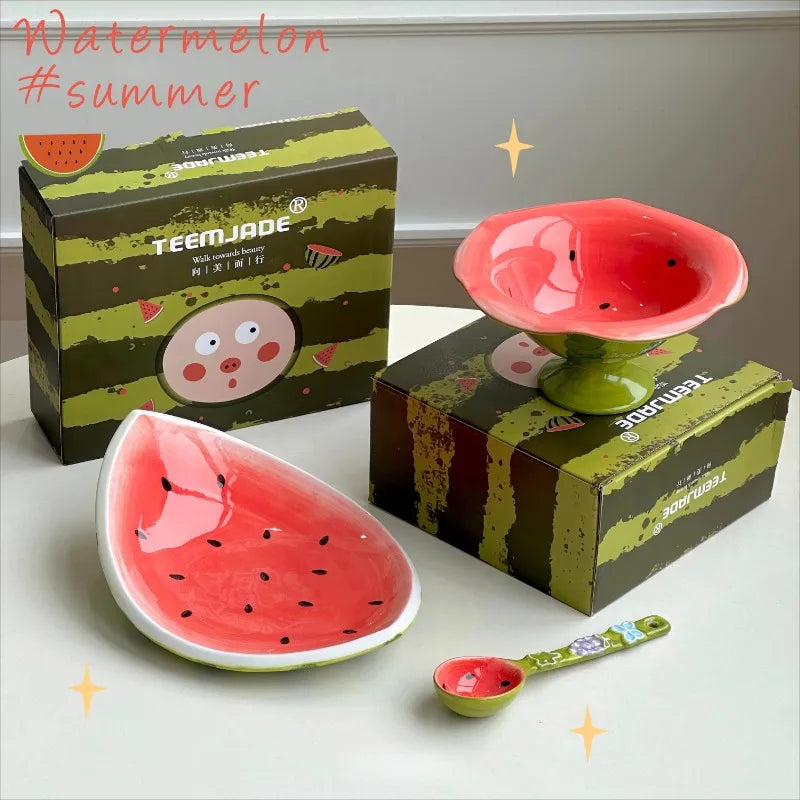 Wassermelonen-Geschirr – Keramikunterglasur-Set