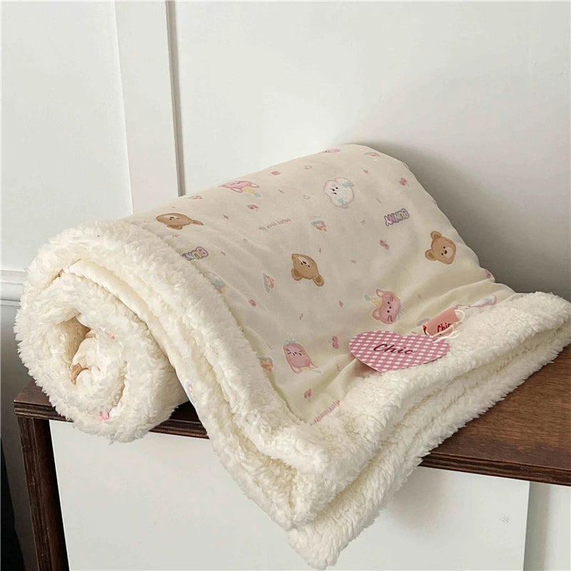 Weiche Winterdecke – Blumendesign Baumwoll-Mix – Tragbar 100x150cm