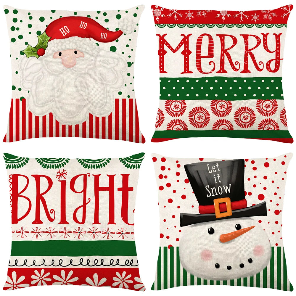 Weihnachtliche Kissenbezüge – Leinen/Baumwolle – 45x45cm Set