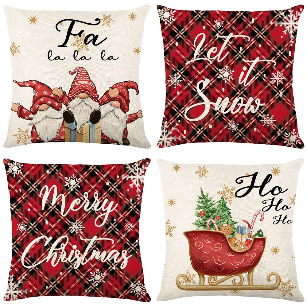 Weihnachtliche Kissenbezüge – Leinen/Baumwolle – 45x45cm Set