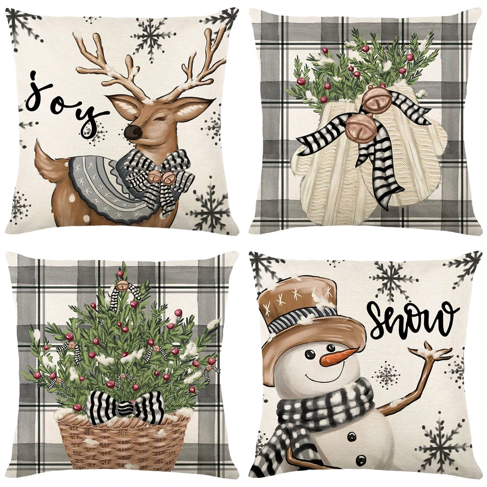 Weihnachtliche Kissenbezüge – Leinen/Baumwolle – 45x45cm Set