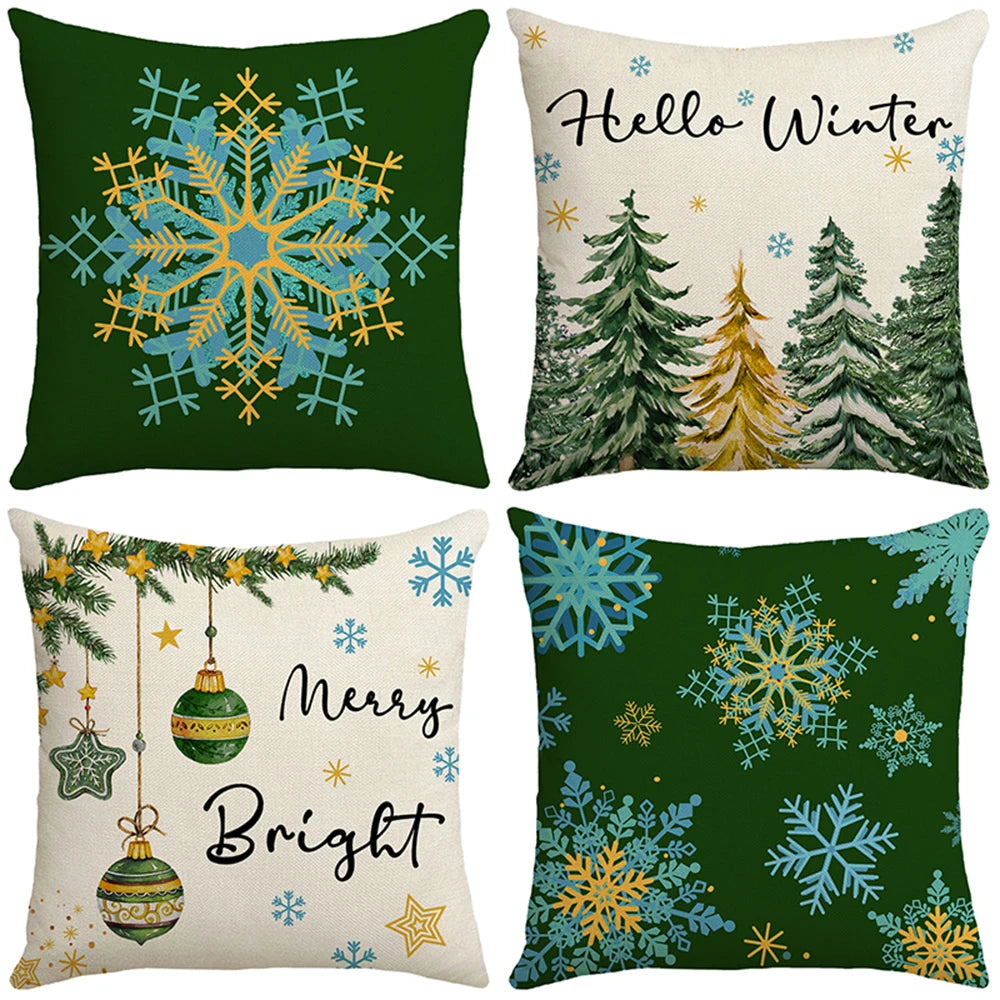 Weihnachtliche Kissenbezüge – Leinen/Baumwolle – 45x45cm Set