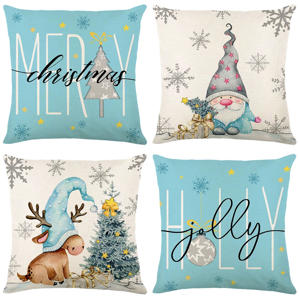 Weihnachtliche Kissenbezüge – Leinen/Baumwolle – 45x45cm Set