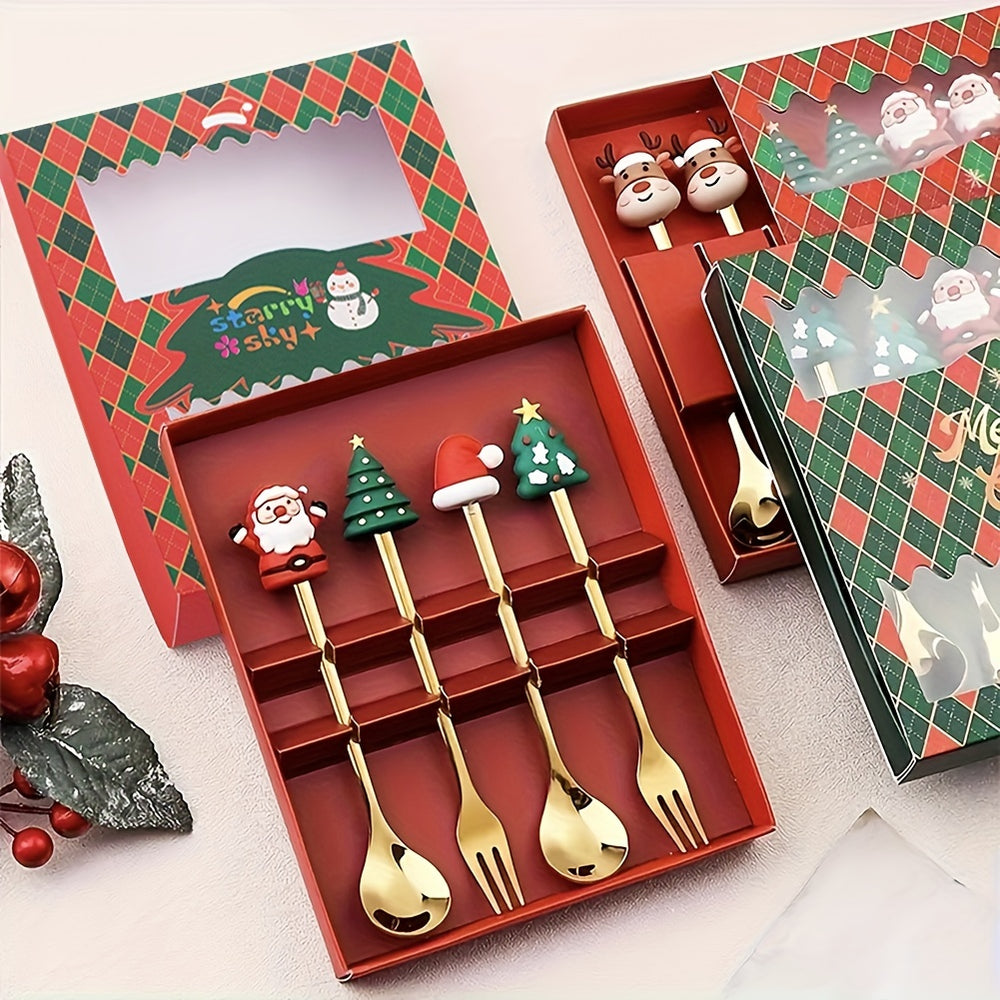 Weihnachtliches Besteckset – Edelstahl, Santa Design