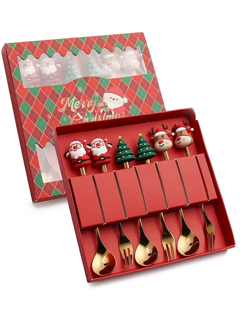 Weihnachtliches Besteckset – Edelstahl, Santa Design