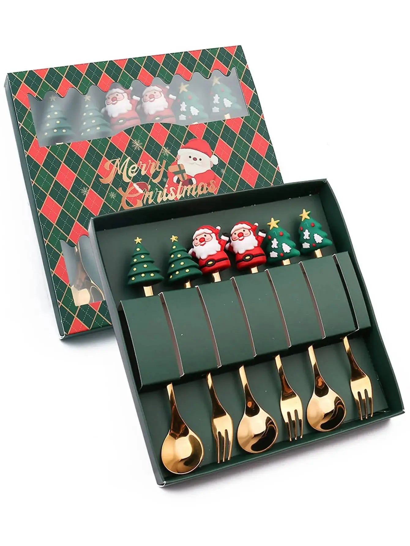 Weihnachtliches Besteckset – Edelstahl, Santa Design