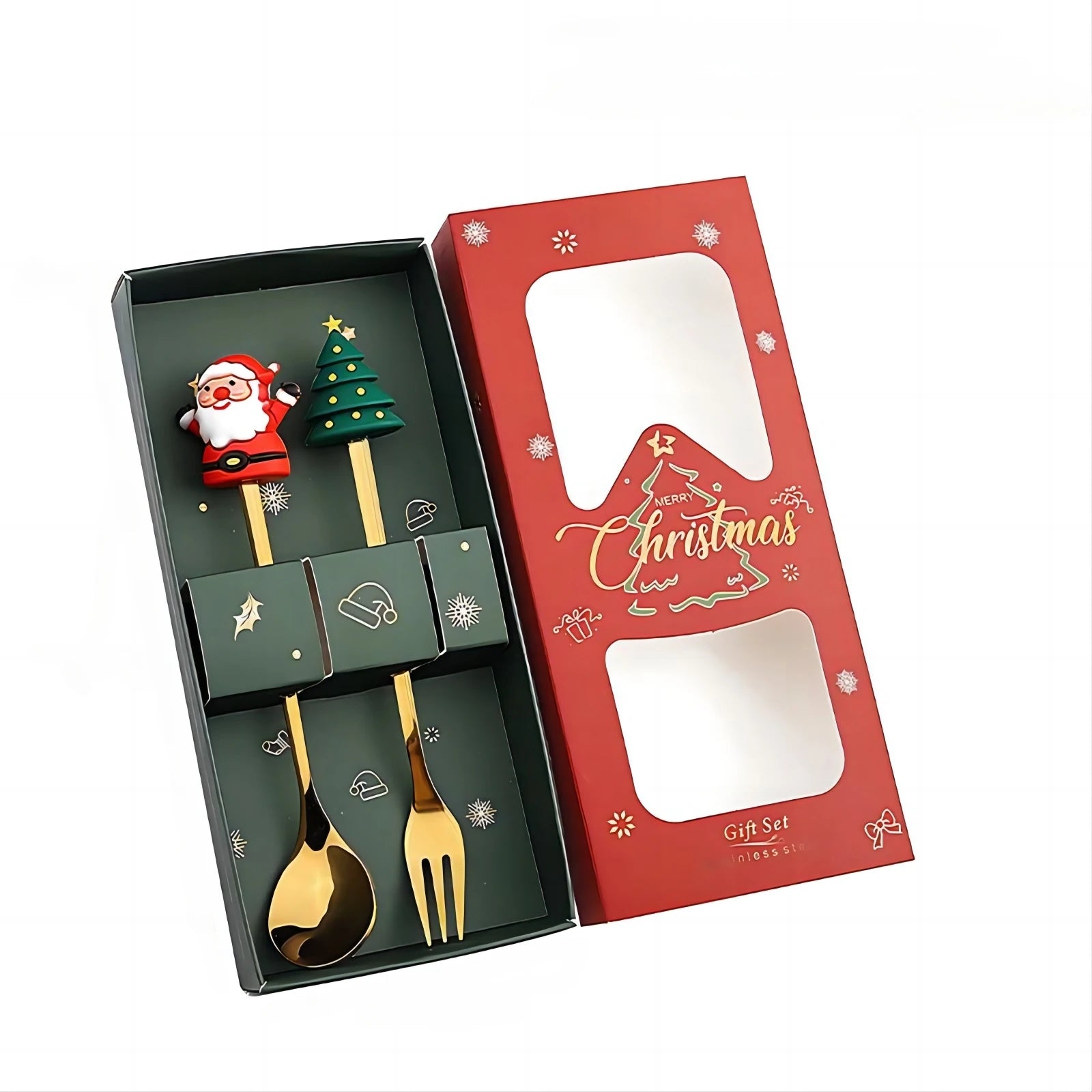 Weihnachtliches Besteckset – Edelstahl, Santa Design