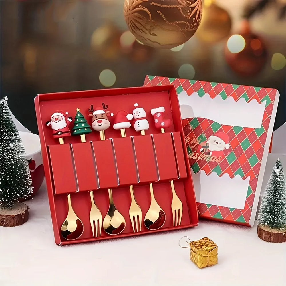 Weihnachtliches Besteckset – Edelstahl, Santa Design
