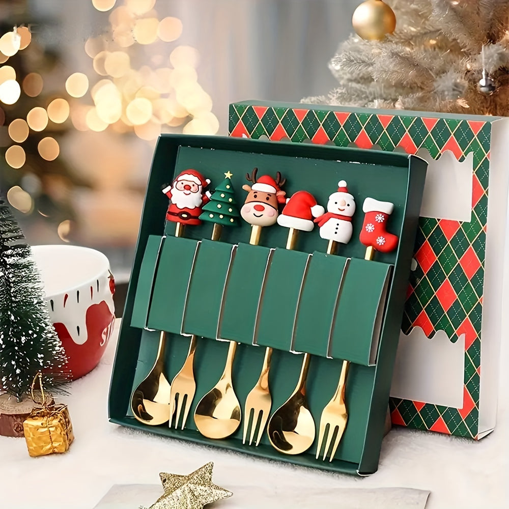 Weihnachtliches Besteckset – Edelstahl, Santa Design