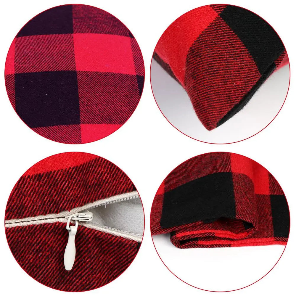 Weihnachtlicher Karo-Kissenbezug im schottischen Tartan-Muster, Farbe: Weihnachtsrot, Grösse: 60x60 cm, aus Polyester-Baumwolle