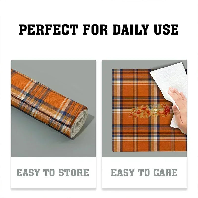 Rechteckiges Weihnachts-Tischset aus Leinen in Rot, Grösse 8Stück-32X42cm mit Streifenmuster