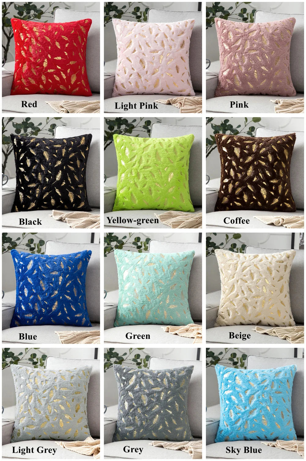 Weihnachtskissenbezüge – Kunstpelz Goldverzierung – 42x42cm