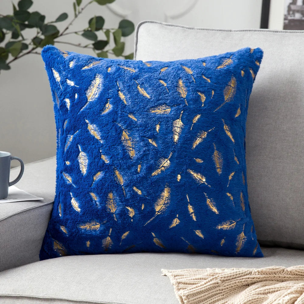 Weihnachtskissenbezüge – Kunstpelz Goldverzierung – 42x42cm