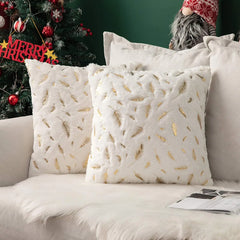 Weihnachtskissenbezüge – Kunstpelz Goldverzierung – 42x42cm