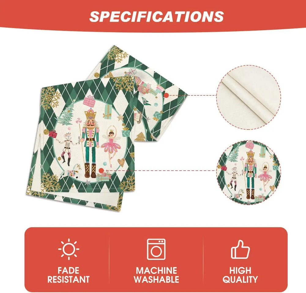 Weihnachtstischläufer aus rosa Leinen mit Karomuster, Grösse: 150x33cm