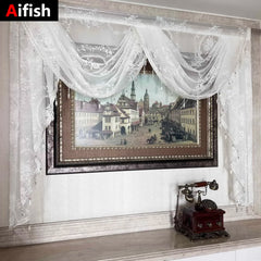 Weisse Spitzen-Scheibengardine – Luxuriöses Perlen-Design