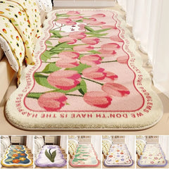 wellenförmiger Teppich aus Polyester, Farbe: Farbe1, Grösse: 80x200cm, modern, Pflanzenmuster