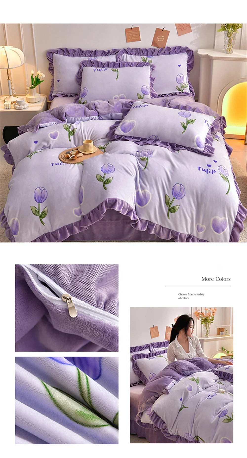 Winter Bettwäsche Set – Fleece & Spitze – Diverse Grössen