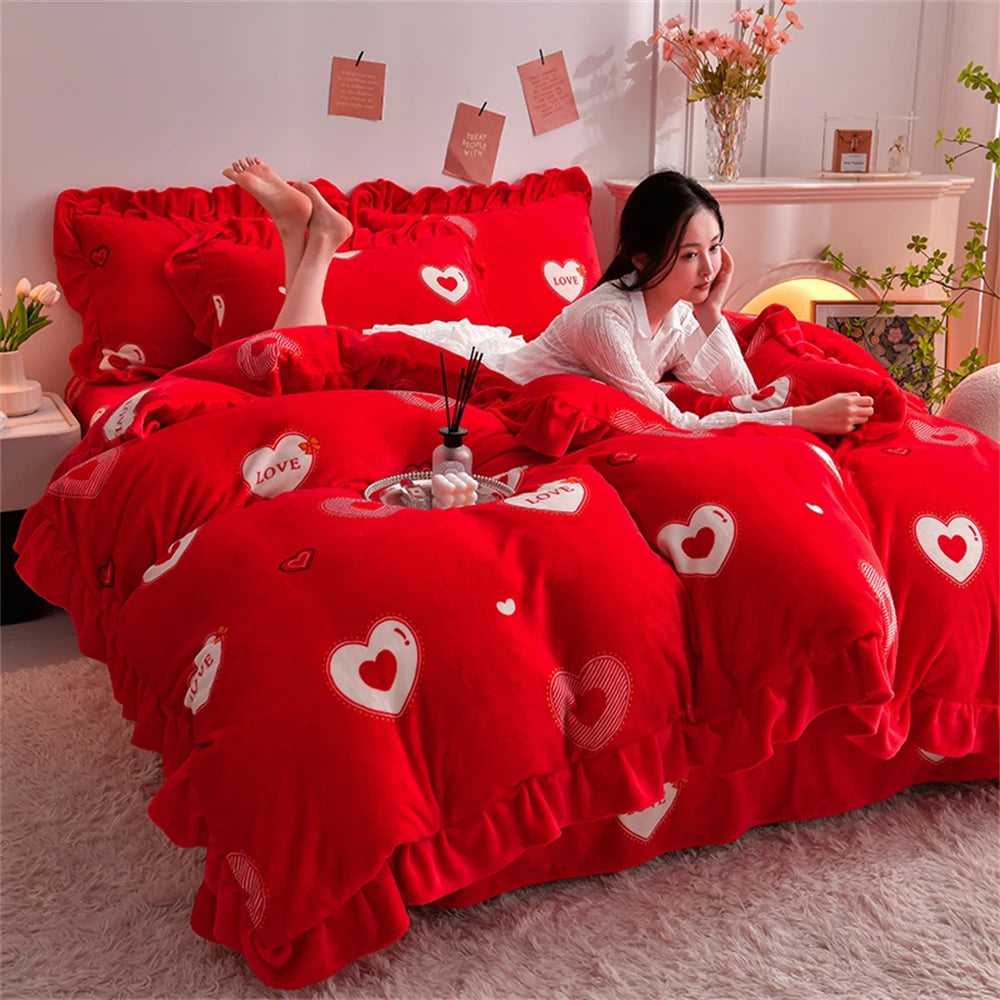 Winter Bettwäsche Set – Fleece & Spitze – Diverse Grössen