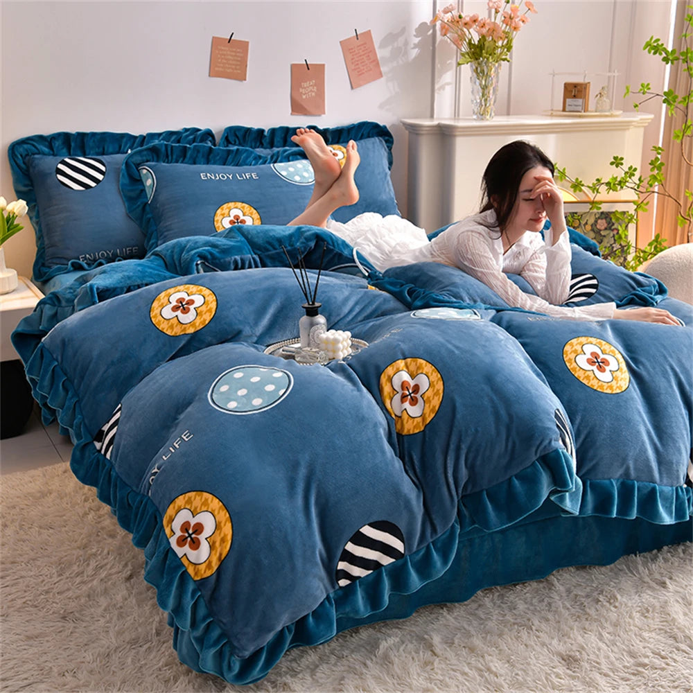 Winter Bettwäsche Set – Fleece & Spitze – Diverse Grössen