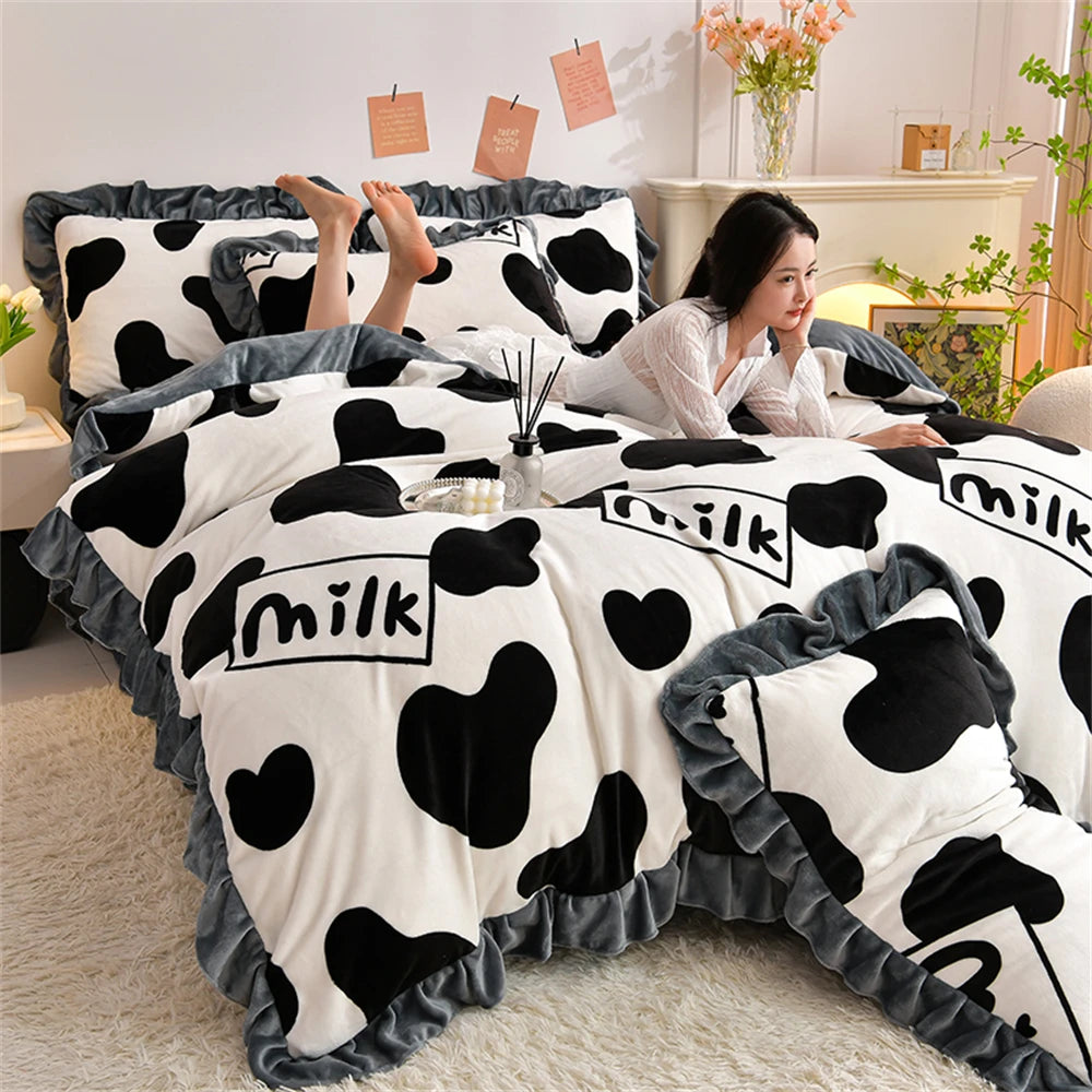 Winter Bettwäsche Set – Fleece & Spitze – Diverse Grössen