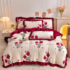 Winter Bettwäsche Set – Fleece & Spitze – Diverse Grössen