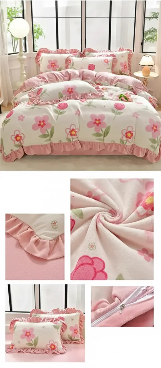 Winter Bettwäsche Set – Fleece & Spitze – Diverse Grössen