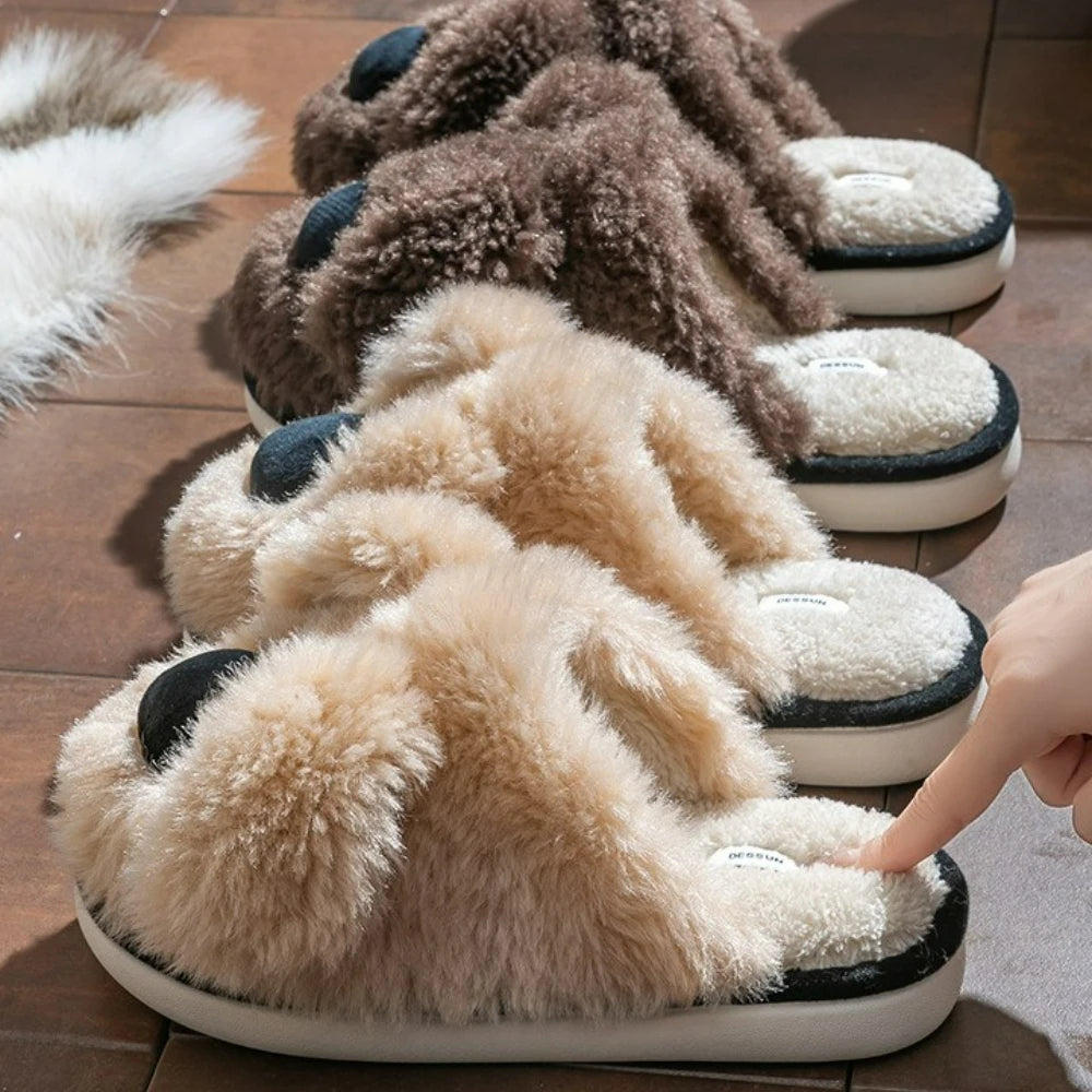 Winter-Pantoffeln aus Baumwolle, Farbe: Dunkelgrau, Schuhgrösse: 40-41, mit Schleifendetail