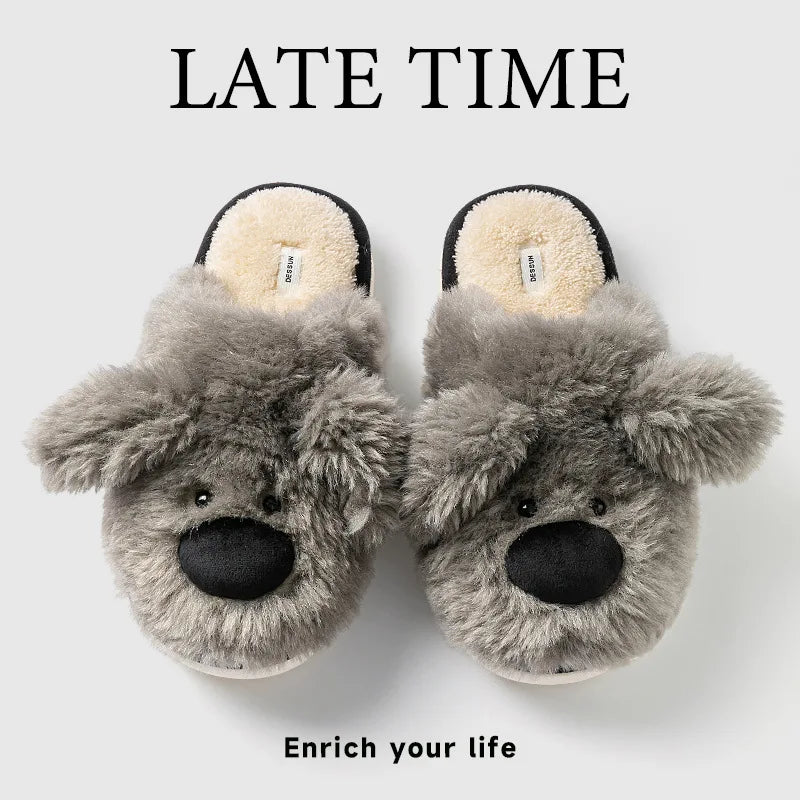 Winter-Pantoffeln aus Baumwolle in Dunkelgrau Schuhgrösse 40-41