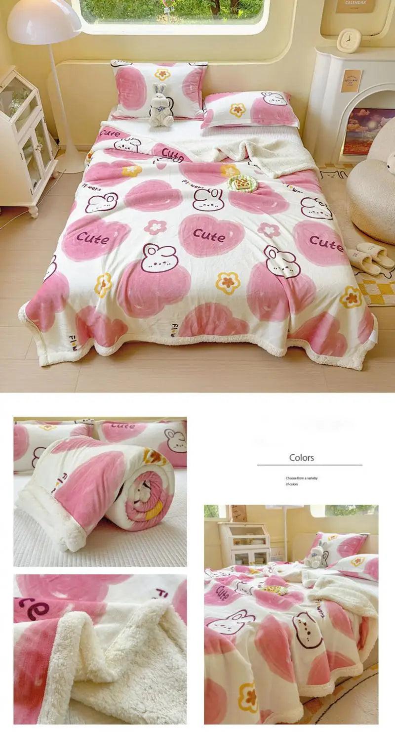 Winterdecke mit Cartoon-Design - Coral Fleece - 150x200cm