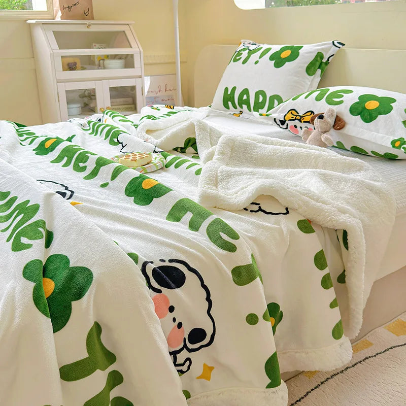 Winterdecke mit Cartoon-Design - Coral Fleece - 150x200cm