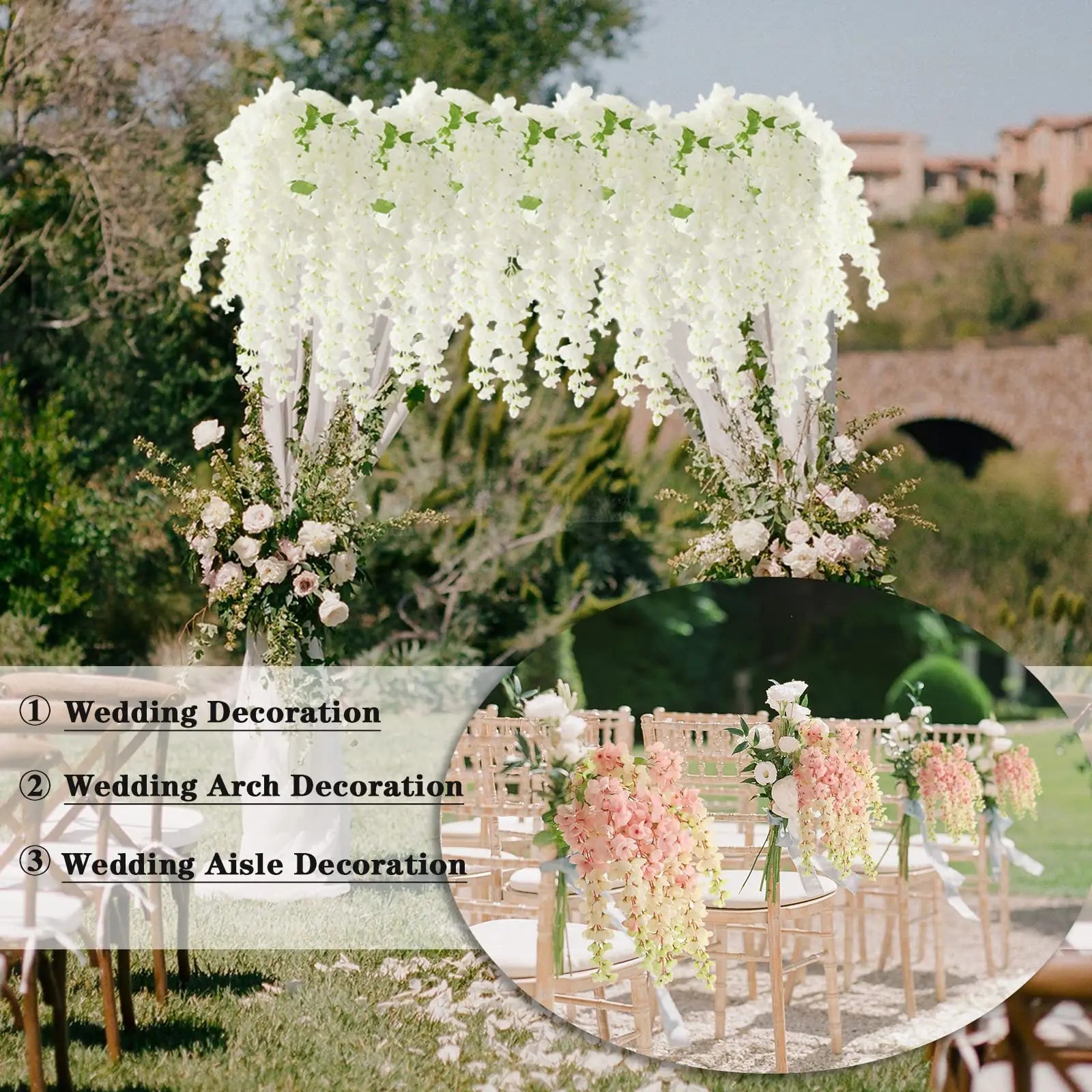 Wisteria Blumen – Polyester Design – 101 cm Girlande