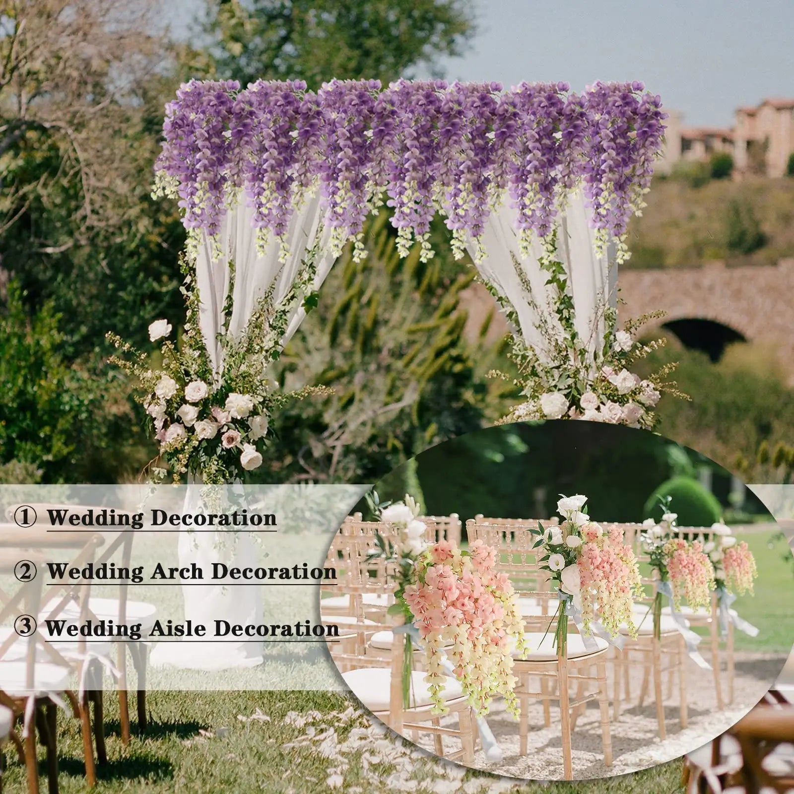 Wisteria Blumen – Polyester Design – 101 cm Girlande