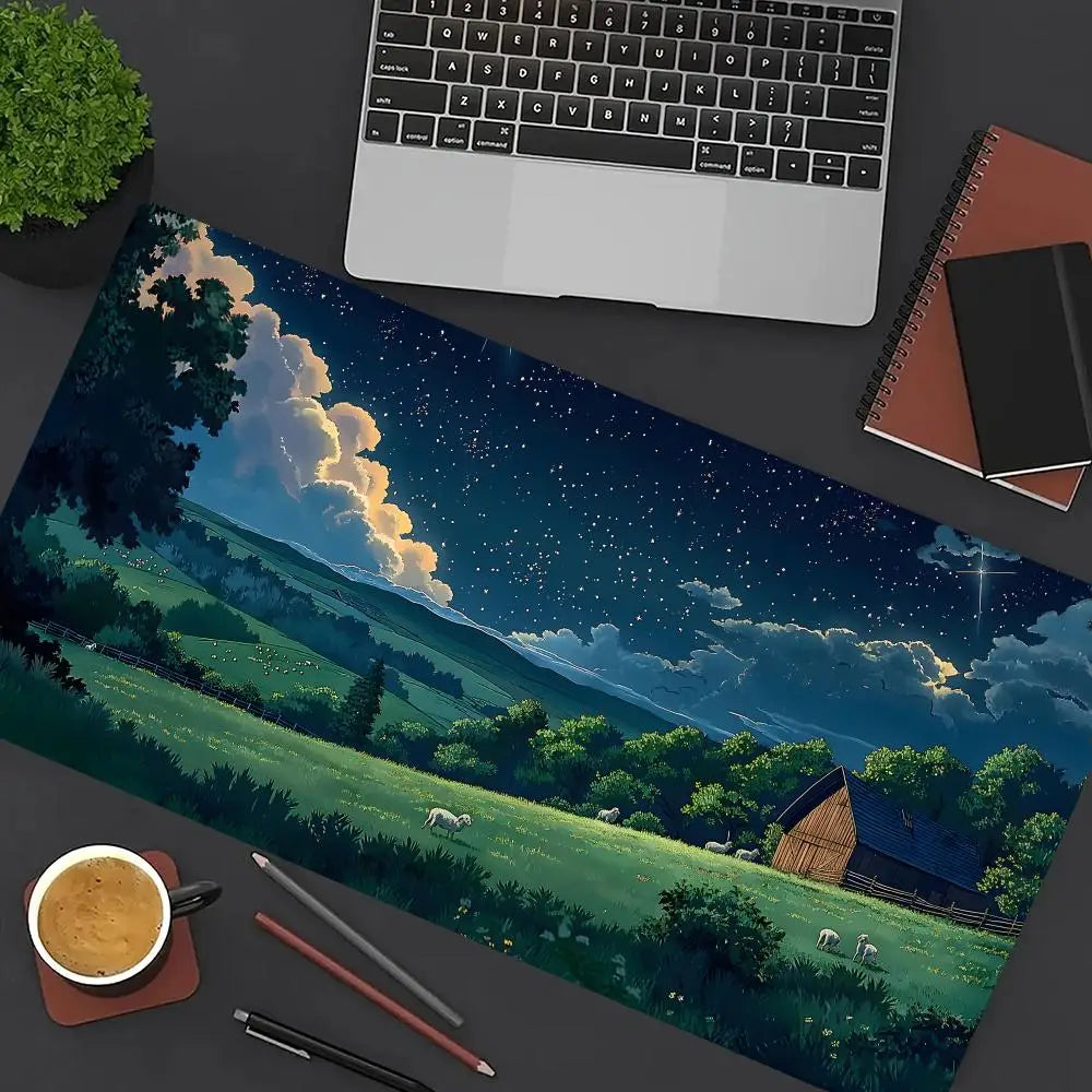 schwarzes XXL Mauspad aus Gummi und Stoff in modernem Stil 900x400x5mm