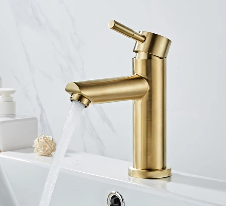 Zeitgenössische Badarmatur – Gebürstetes Gold – Einloch