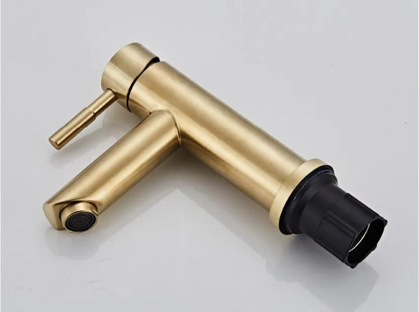 Zeitgenössische Badarmatur – Gebürstetes Gold – Einloch