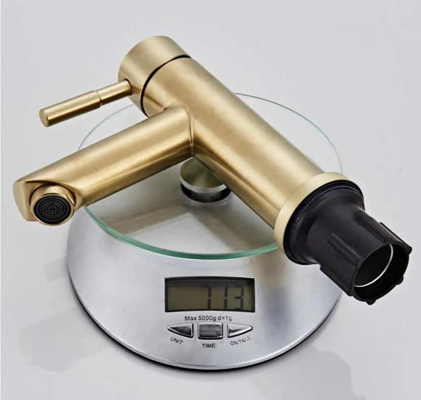 Zeitgenössische Badarmatur – Gebürstetes Gold – Einloch